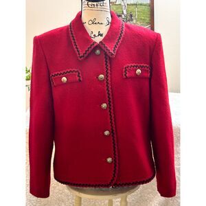 Vtg Women's Blazer Red Gold Hardware Herbert Grossman USA UNION Size M